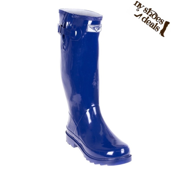 Women Rubber Rain Boots, Navy Blue 14" Garden Rainboots - Picture 1 of 4